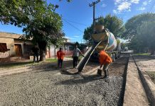 El municipio avanza con pavimentos de hormigón en Longchamps