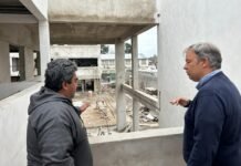 Cascallares recorrió avances del nuevo edificio de la secundaria 26 de Glew