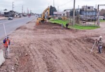 Brown avanza junto a la provincia con la construcción de nuevas colectoras sobre la ruta 4